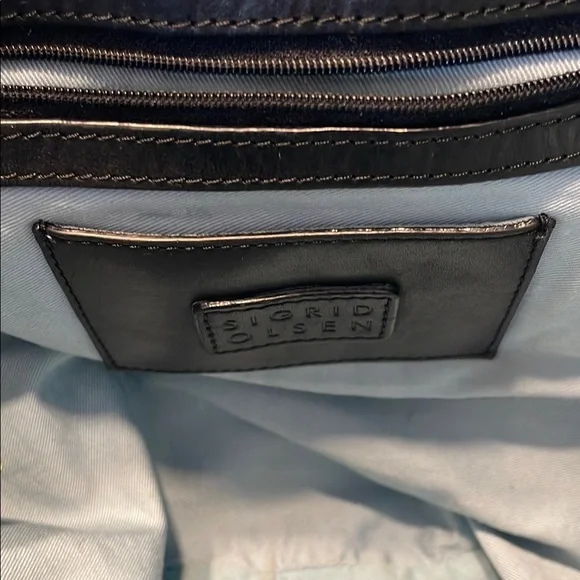 Sigrid Olsen Black Studded Leather Tote Bag Fully Lined - Picture 8 of 12